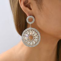 1 Pair Vintage Style Round Plating Hollow Out Inlay Zinc Alloy Glass Drop Earrings main image 9