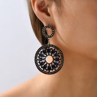 1 Pair Vintage Style Round Plating Hollow Out Inlay Zinc Alloy Glass Drop Earrings main image 10