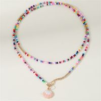 Wholesale Bohemian Color Rice Bead Alloy Colorful Shell Necklace sku image 2