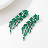 1 Pair Lady Simple Style Tassel Plating Inlay Copper Zircon Rhodium Plated Drop Earrings main image 7