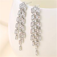 1 Pair Lady Simple Style Tassel Plating Inlay Copper Zircon Rhodium Plated Drop Earrings sku image 3