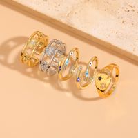 Elegant Basic Geometric Copper Plating Inlay Zircon 14k Gold Plated Open Rings main image 1