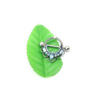 Rock Round Stainless Steel Copper Inlay Glass White Gold Plated Nipple Ring main image 4