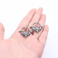 Rock Round Stainless Steel Copper Inlay Glass White Gold Plated Nipple Ring main image 3