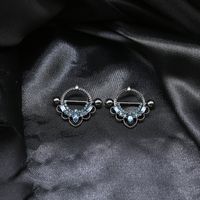 Rock Round Stainless Steel Copper Inlay Glass White Gold Plated Nipple Ring main image 2