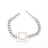 Lady Streetwear Square Titanium Steel Rings Earrings Necklace sku image 5