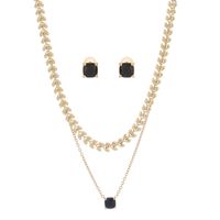 Wholesale Elegant Streetwear V Shape Square Titanium Steel Earrings Necklace Jewelry Set sku image 10