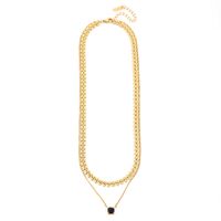 Wholesale Elegant Streetwear V Shape Square Titanium Steel Earrings Necklace Jewelry Set sku image 7