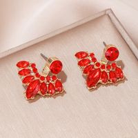 1 Pair Vintage Style Vacation Peacock Inlay Alloy Artificial Rhinestones Gold Plated Ear Studs main image 3