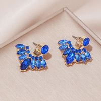 1 Pair Vintage Style Vacation Peacock Inlay Alloy Artificial Rhinestones Gold Plated Ear Studs main image 2