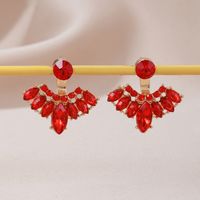 1 Pair Vintage Style Vacation Peacock Inlay Alloy Artificial Rhinestones Gold Plated Ear Studs sku image 1
