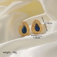 1 Pair Roman Style Streetwear Geometric Plating Inlay Copper Lapis Lazuli 18k Gold Plated Ear Studs main image 3
