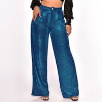 Women's Street Fashion Solid Color Full Length Sequins Wide Leg Pants main image 1