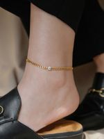 Classic Style Solid Color Chains Print Stainless Steel Inlay Zircon Women's Anklet main image 4