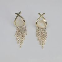 1 Pair Ig Style Korean Style Geometric Tassel Inlay Alloy Artificial Rhinestones Opal Drop Earrings main image 2