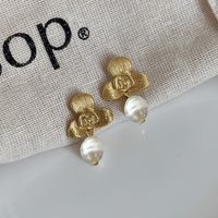 1 Pair Elegant Lady Korean Style Flower Alloy Drop Earrings main image 1