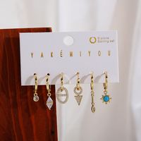 Sweet Simple Style Star Moon Copper 14k Gold Plated Zircon Drop Earrings Earrings In Bulk sku image 3
