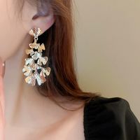 1 Pair Elegant Korean Style Flower Alloy Drop Earrings main image 4