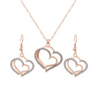 Elegant Sweet Heart Shape Copper Plating Inlay Zircon 18k Gold Plated Earrings Necklace main image 4