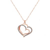 Vintage Style Heart Shape Stainless Steel Plating Inlay Zircon 18k Gold Plated Rose Gold Plated Pendant Necklace sku image 1