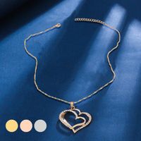 Vintage Style Heart Shape Stainless Steel Plating Inlay Zircon 18k Gold Plated Rose Gold Plated Pendant Necklace main image 4