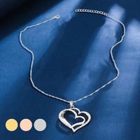 Vintage Style Heart Shape Stainless Steel Plating Inlay Zircon 18k Gold Plated Rose Gold Plated Pendant Necklace main image 1