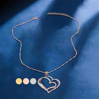 Vintage Style Heart Shape Stainless Steel Plating Inlay Zircon 18k Gold Plated Rose Gold Plated Pendant Necklace main image 3
