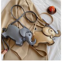 Women's Small Pu Leather Elephant Streetwear Elephant-shaped Zipper Crossbody Bag main image 1