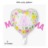 Fashion Spanish Mother's Day 18 Inch Heart-shaped Aluminum Film Balloon sku image 2