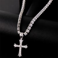 Hip-Hop Cool Style Cross Copper Plating Inlay Zircon K Gold Plated Rhodium Plated Unisex Pendant Necklace sku image 10