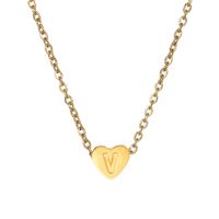 Stainless Steel K Gold Plated Simple Style Plating Letter Heart Shape Necklace Pendant sku image 19
