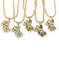 Casual Hip-hop Little Bear Copper Plating Inlay Zircon Gold Plated Pendant Necklace main image 3