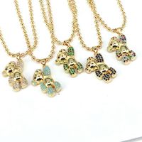 Casual Hip-hop Little Bear Copper Plating Inlay Zircon Gold Plated Pendant Necklace main image 2