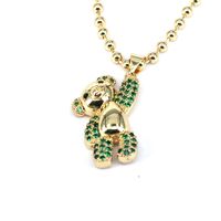 Casual Hip-hop Little Bear Copper Plating Inlay Zircon Gold Plated Pendant Necklace main image 8