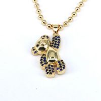 Casual Hip-hop Little Bear Copper Plating Inlay Zircon Gold Plated Pendant Necklace main image 5