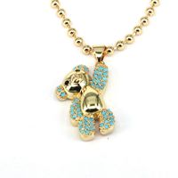 Casual Hip-hop Little Bear Copper Plating Inlay Zircon Gold Plated Pendant Necklace main image 7