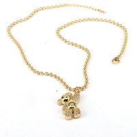 Casual Hip-hop Little Bear Copper Plating Inlay Zircon Gold Plated Pendant Necklace main image 6