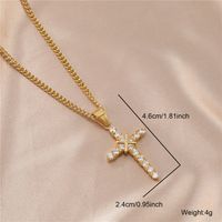 Streetwear Cross Stainless Steel Inlay Artificial Diamond Unisex Charms sku image 2