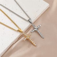 Streetwear Cross Stainless Steel Inlay Artificial Diamond Unisex Charms main image 6