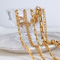 Hip-hop Punk Cool Style Solid Color Titanium Steel Plating 18k Gold Plated Bracelets Necklace main image 9
