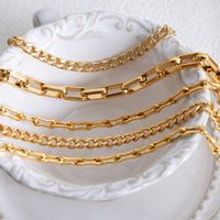 Hip-hop Punk Cool Style Solid Color Titanium Steel Plating 18k Gold Plated Bracelets Necklace main image 5