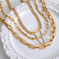 Hip-hop Punk Cool Style Solid Color Titanium Steel Plating 18k Gold Plated Bracelets Necklace main image 8