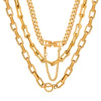 Hip-hop Punk Cool Style Solid Color Titanium Steel Plating 18k Gold Plated Bracelets Necklace main image 3