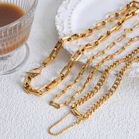 Hip-hop Punk Cool Style Solid Color Titanium Steel Plating 18k Gold Plated Bracelets Necklace main image 2