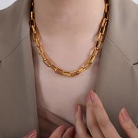 Hip-hop Punk Cool Style Solid Color Titanium Steel Plating 18k Gold Plated Bracelets Necklace sku image 9