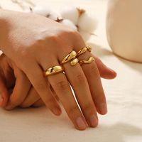 304 Stainless Steel 18K Gold Plated Solid Color Polishing Plating Chunky Irregular Open Rings Rings main image 4
