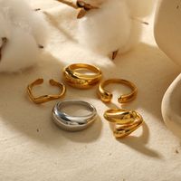 304 Stainless Steel 18K Gold Plated Solid Color Polishing Plating Chunky Irregular Open Rings Rings main image 3