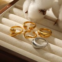 304 Stainless Steel 18K Gold Plated Solid Color Polishing Plating Chunky Irregular Open Rings Rings main image 2