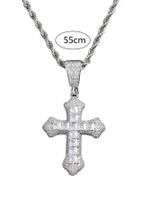 Hip-hop Retro Cross Stainless Steel Copper Inlay Zircon Pendant Necklace main image 7