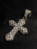 Hip-hop Retro Cross Stainless Steel Copper Inlay Zircon Pendant Necklace main image 5